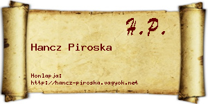 Hancz Piroska névjegykártya